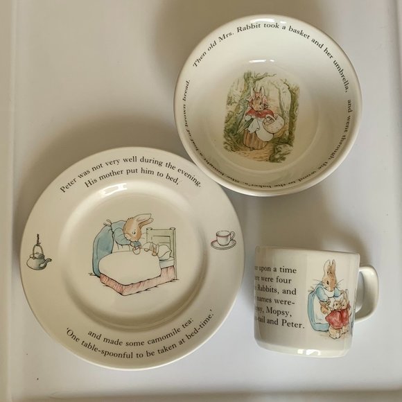 Wedgwood Other - WEDGWOOD 1993 Peter Rabbit Beatrix Potter 3 Piece Set Cereal Bowl Plate Mug